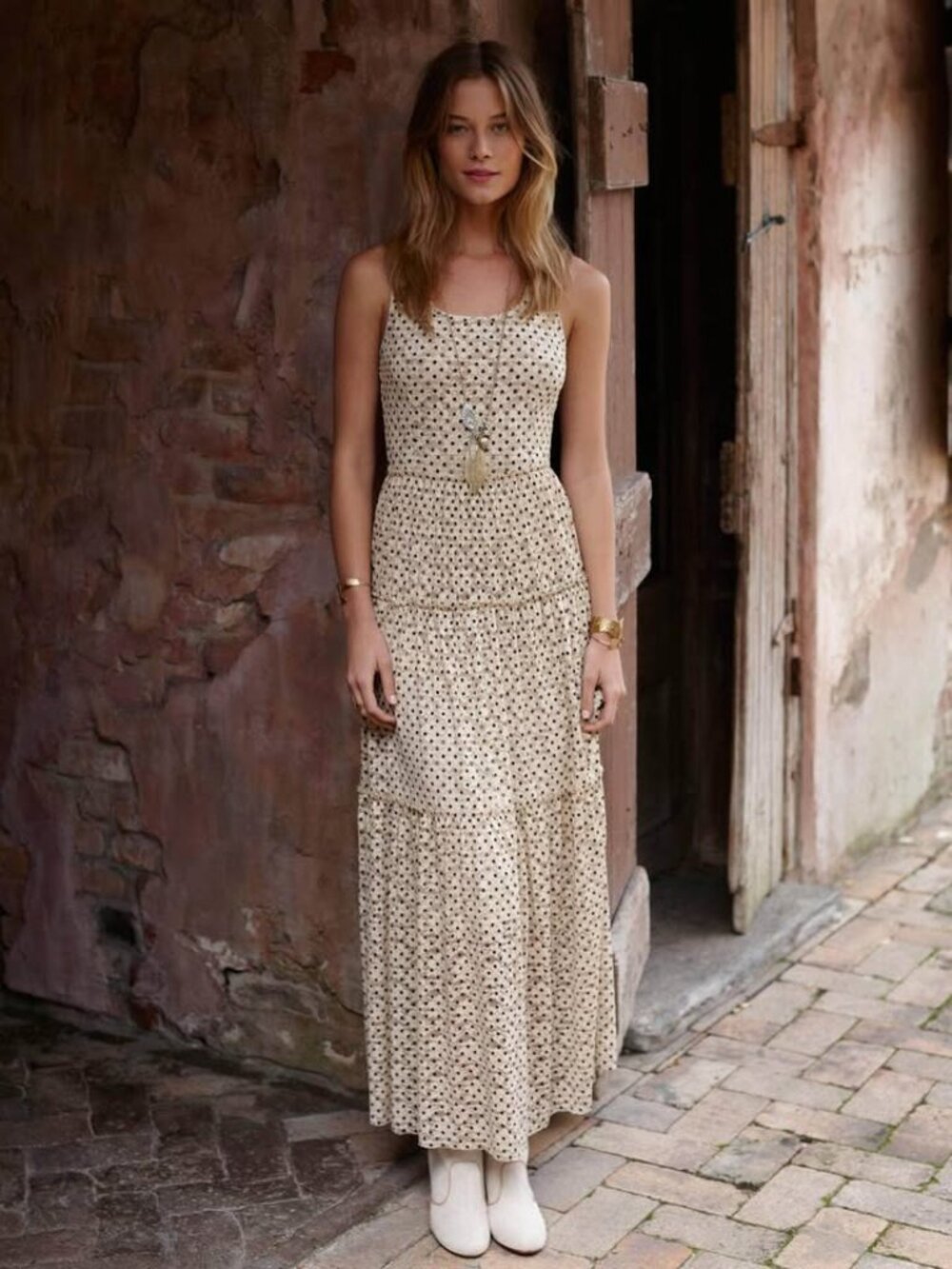 Anthropologie Floral Lace ruffle Maxi Dress size Medium